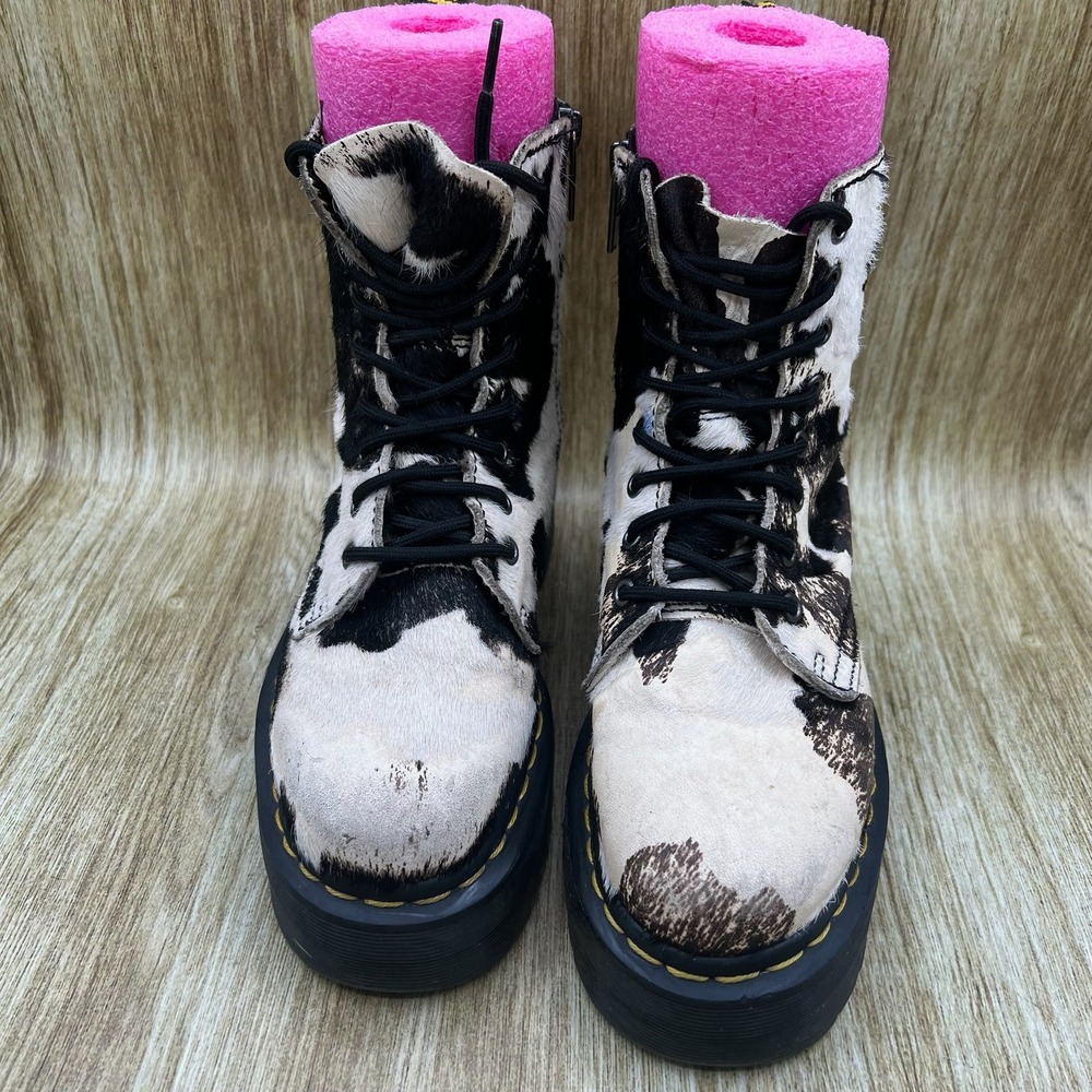 Dr. Martens Jadon Boots Women's Size 6 Cow Print Calf Hair-On Platform Shoes - Picture 2 of 9